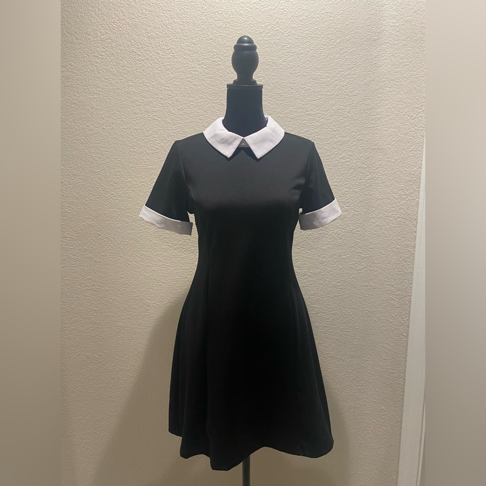 Black Dress with White Collar and Cuffs